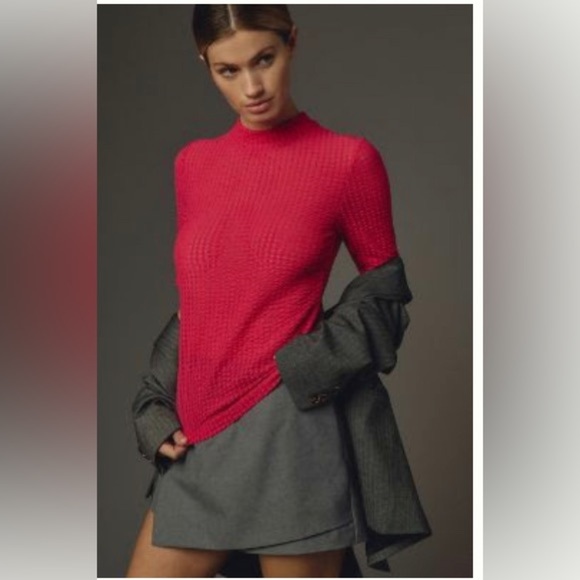 Anthropologie Tops - Maeve by Anthropologie pink sheer textured tee size xs NWT